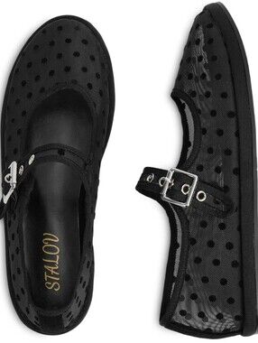 NIB Stalov Black Mesh Ballerina Flats - 8.5